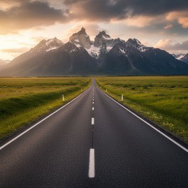 road going towards mountain